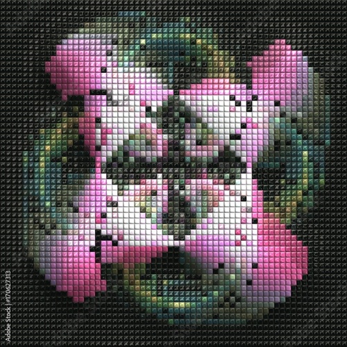 3D render of puff pixels fractal background