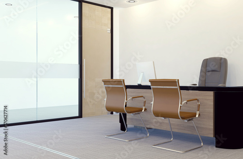 Modern manager office room interior, 3D rendering