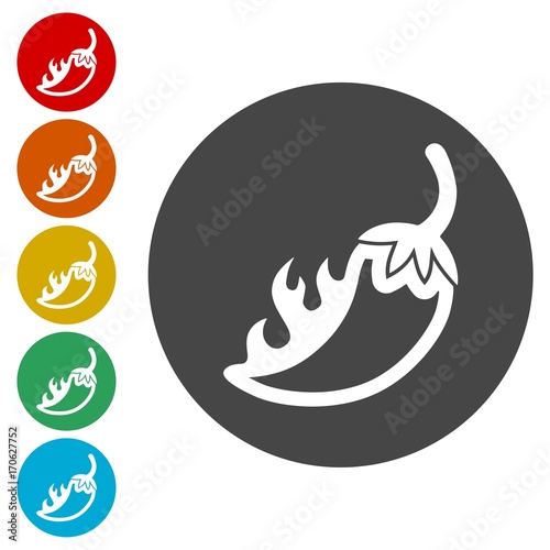 Chili  pepper icons set - Illustration 