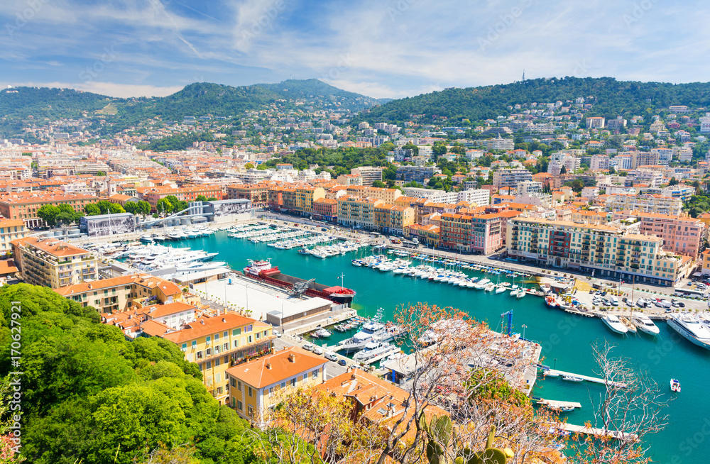 view on harbour in Nice, french riviera, cote d'azur, south France