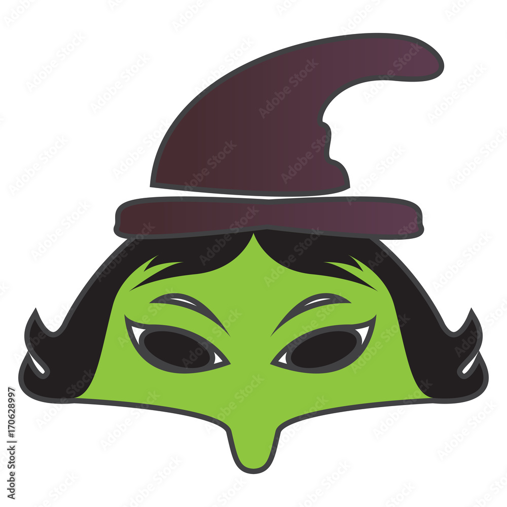 Isolated halloween witch mask on a white background, Vector illustration Isolated halloween witch mask on a white background, Vector illustration