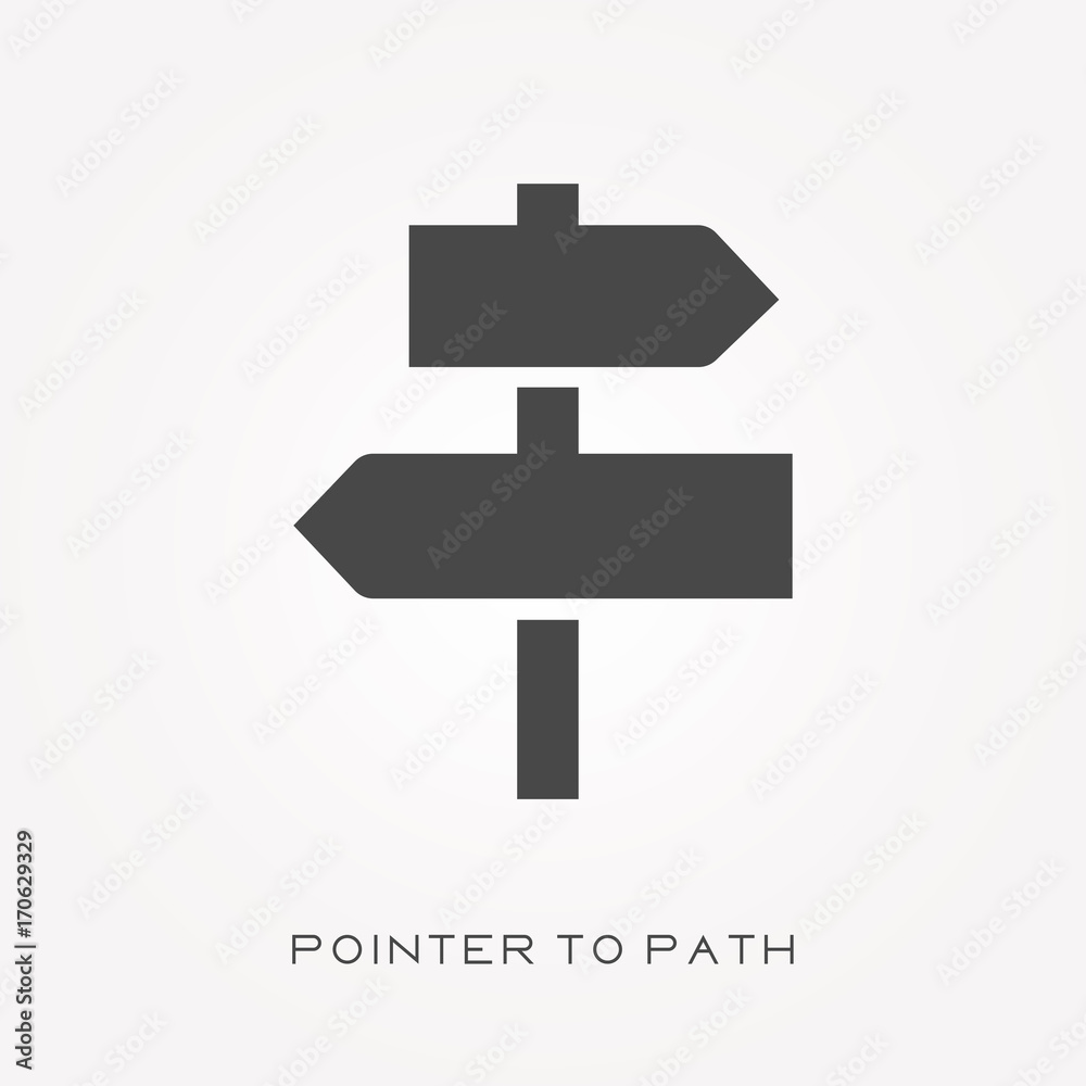 Silhouette icon pointer to path Silhouette icon pointer to path