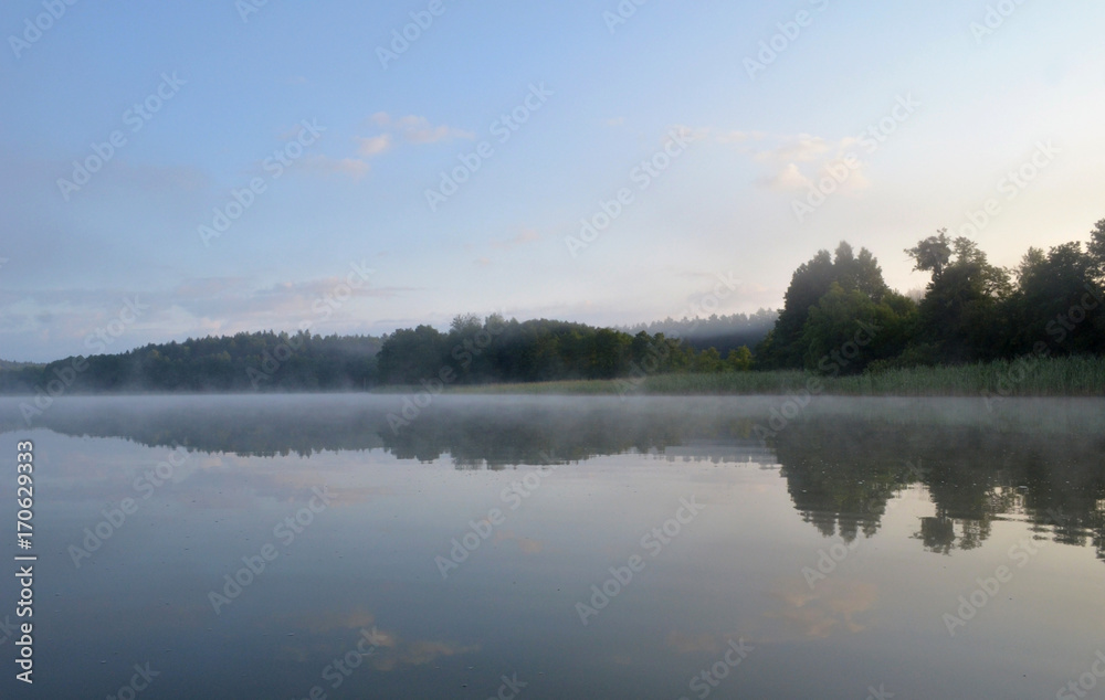 Morning lake mist lake