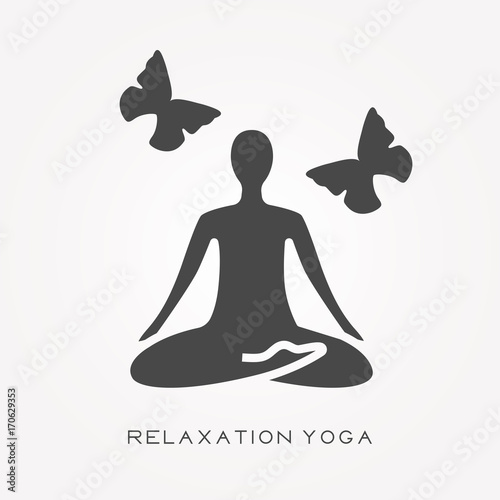 Silhouette icon relaxation yoga