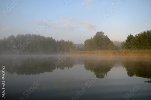 landscape morning misty lake