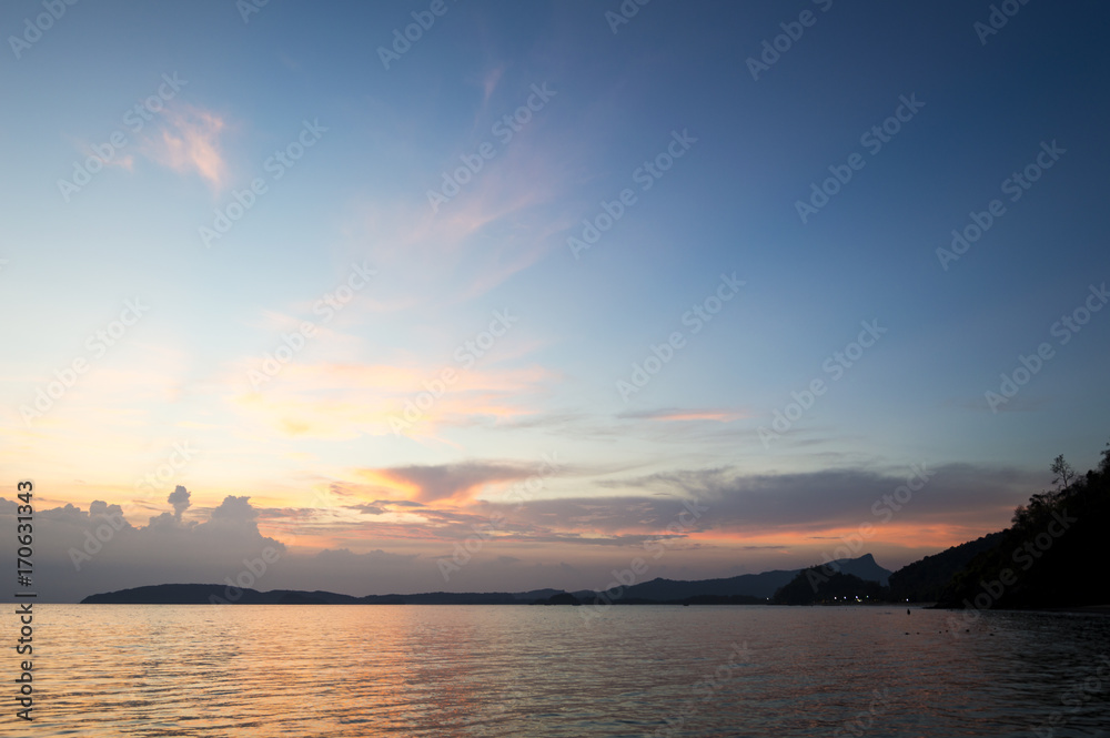 Sunset at Pai Plong Beach, Ao Nang, Krabi province, Thailand