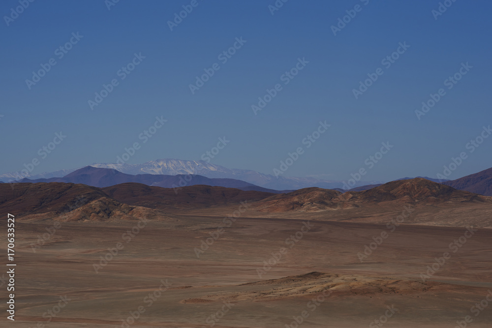 Arid landscape alongside the Pan American Highway (Ruta 5) running through the Atacama in northern Chile.