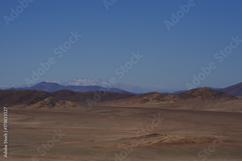 Arid landscape alongside the Pan American Highway  Ruta 5  running through the Atacama in northern Chile.