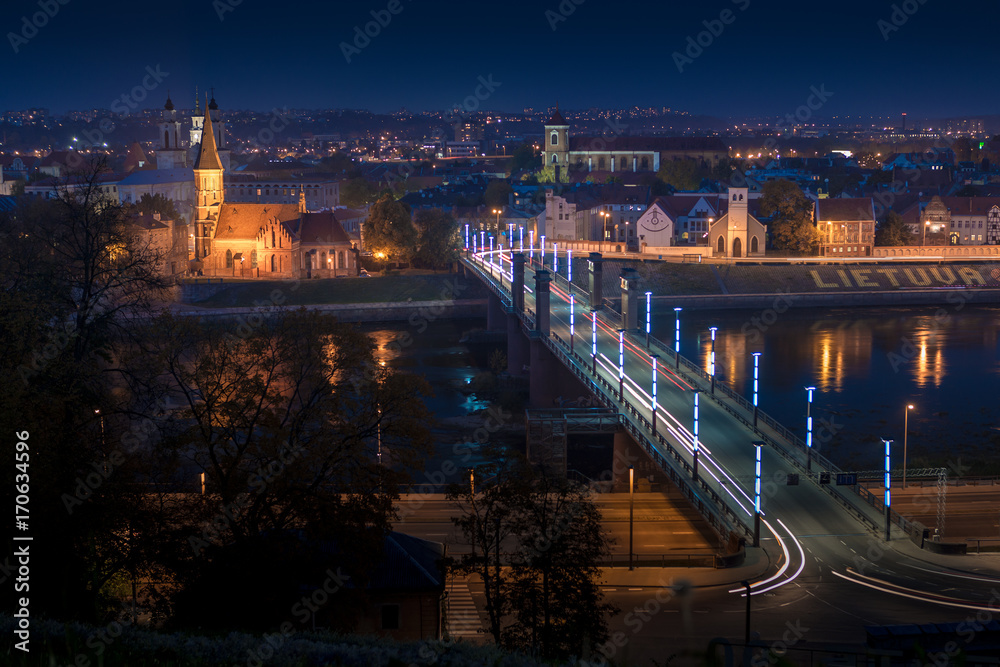 Panorama of the river and town of Kaunas. Lithuania