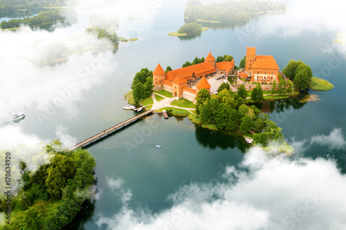 Aerial view of old castle. Trakai, Lithuania. photo