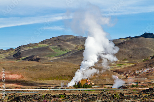 Geothermal power station. Myvatn geothermal area, northern Iceland