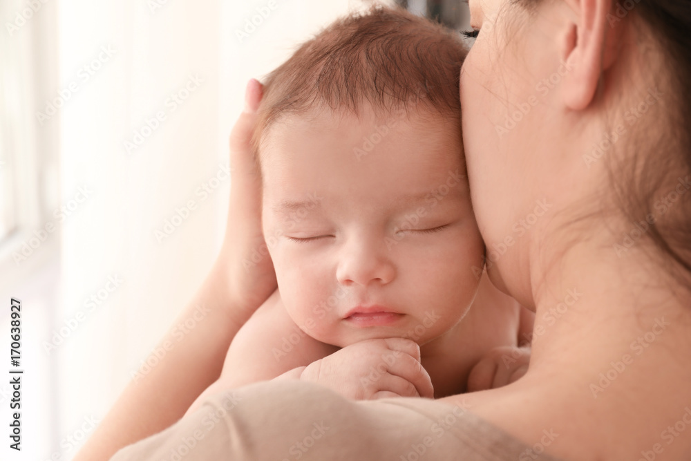 Cute little baby with mother at home Cute little baby with mother at home