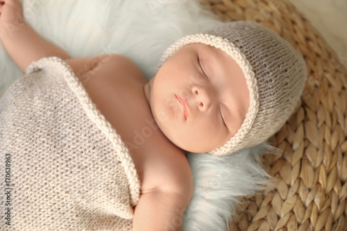 Cute little baby sleeping a...