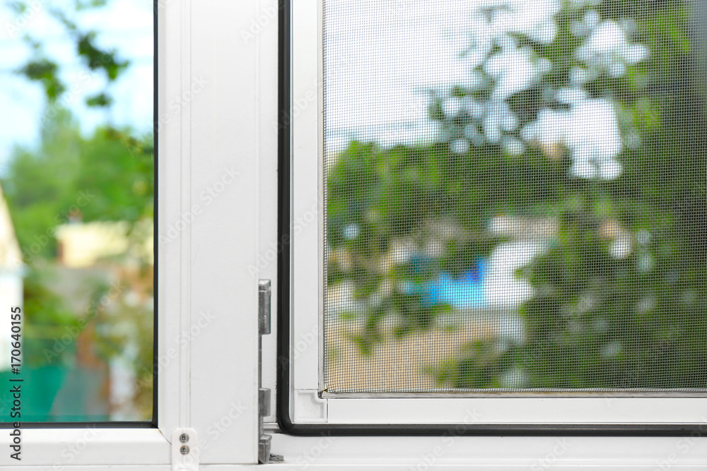 Obraz premium Window with mosquito screen indoors