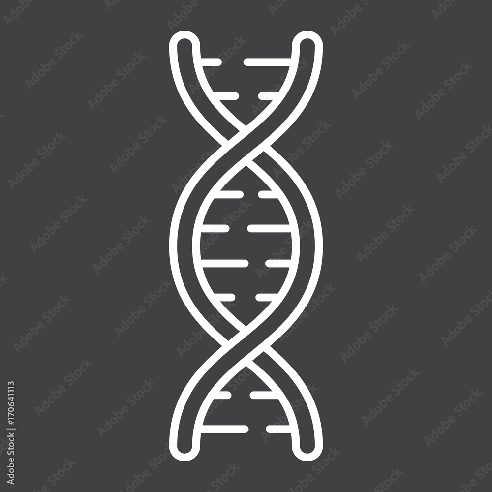 DNA line icon, medicine and healthcare, genetic sign vector graphics, a linear pattern on a black background, eps 10. DNA line icon, medicine and healthcare, genetic sign vector graphics, a linear pattern on a black background, eps 10.