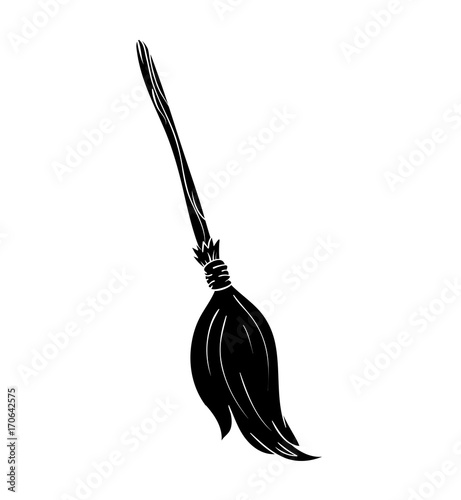 witch broom silhouette cartoon vector symbol icon design. Beautiful illustration isolated on white background