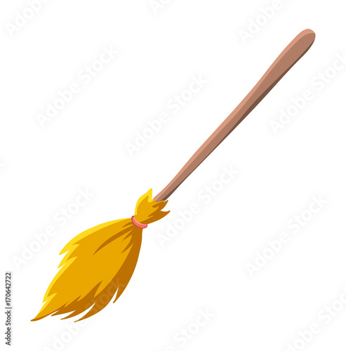 witch broom cartoon vector symbol icon design. Beautiful illustration isolated on white background photo