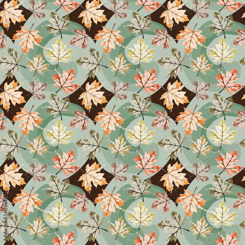Abstract pattern with maple leaves. Seamless pattern.