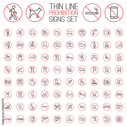 prohibition signs set on white background