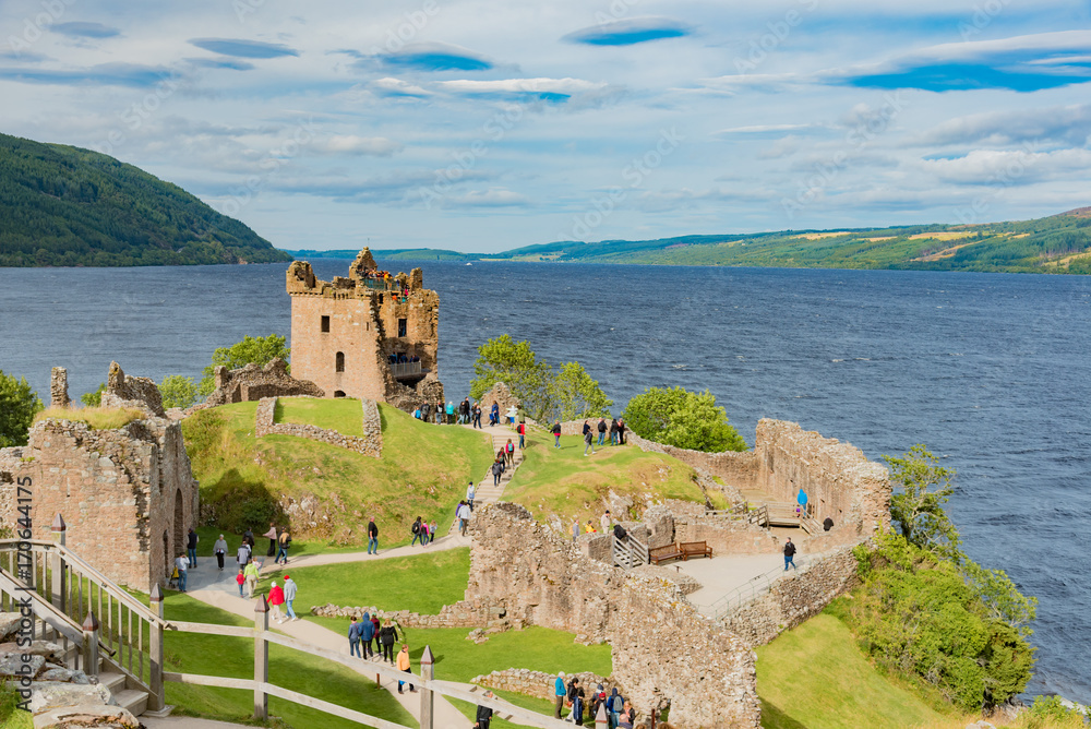 Urquhart Castle on Loch Ness Lake in Scotland