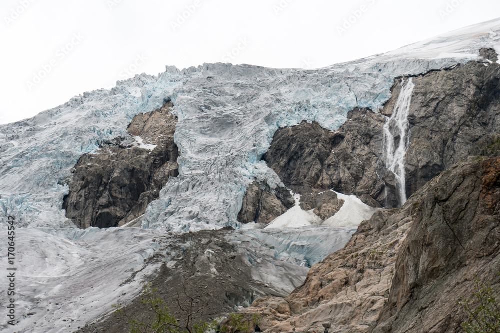 Blue ice glacier front. Buer glacier, Norway Blue ice glacier front. Buer glacier, Norway