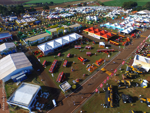 SAO PAULO, BRAZIL - May 1, 2017: Aerial view of Agrishow, 24th International Trade Fair of Agricultural Technology taking place in Ribeirao Preto. photo