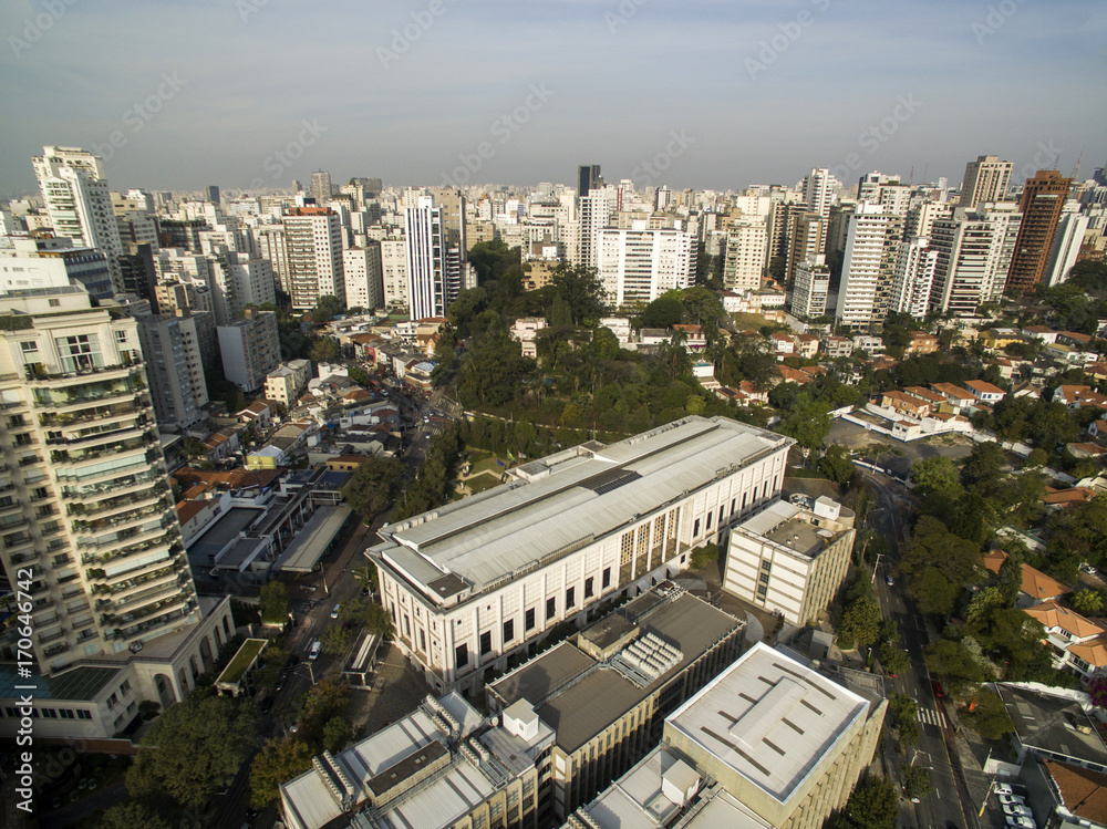 Sao Paulo, Brazil, August, 2017. Aerial view on Hospital das clinicas in Sao Paulo city