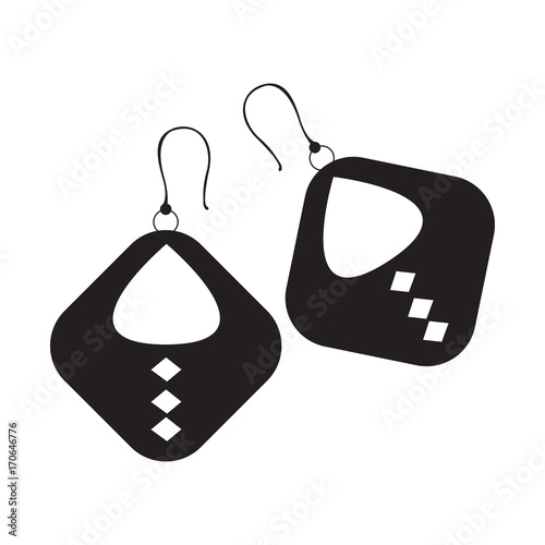 Silhouette of a pair of earrings, Vector illustration