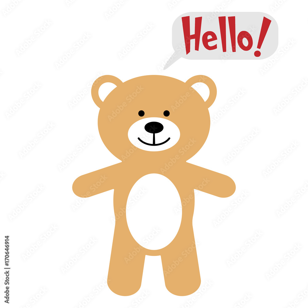 Toy bear with text Hello! Toy bear with text Hello!
