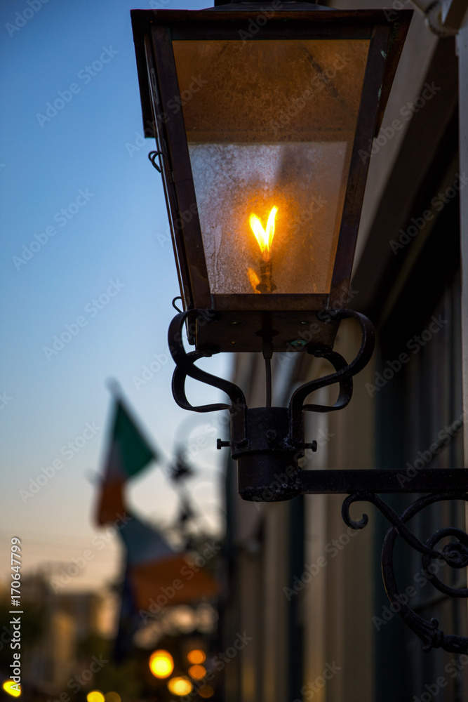 gas lantern in city