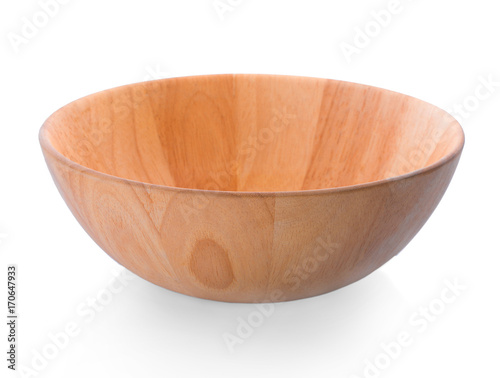 Empty Wooden Bowl isolate on white background