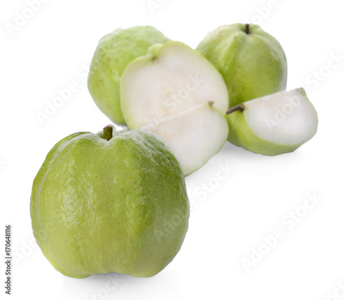 fresh guava fruit with slice isolated on white background