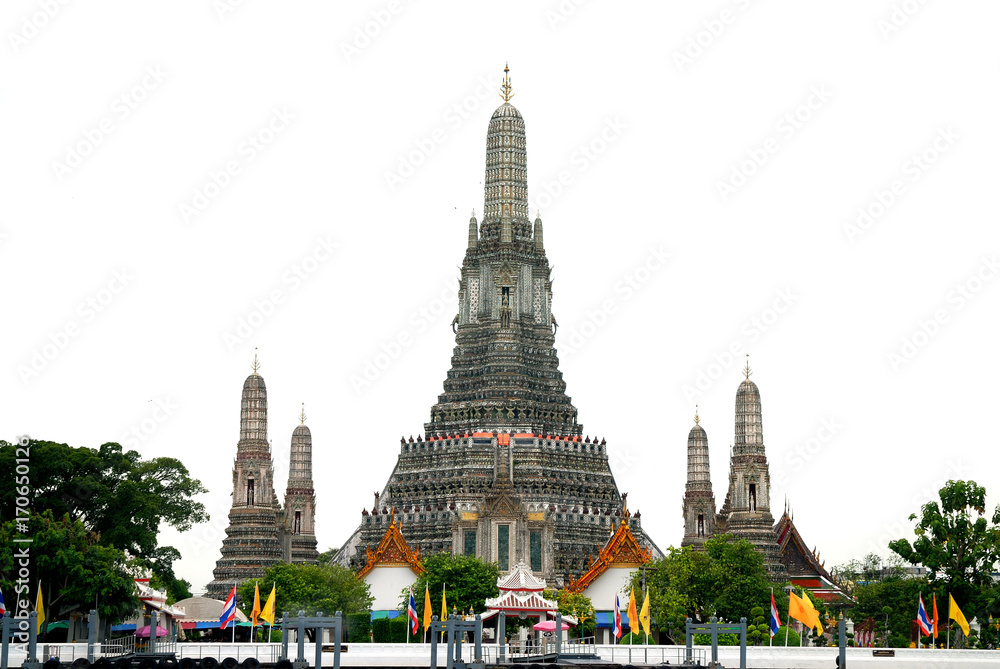 wat arun, bangkok thailand,white background