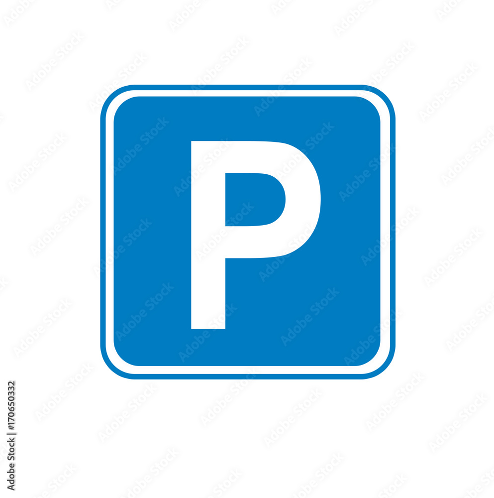 Symbol of traffic parking on the road and parking area Symbol of traffic parking on the road and parking area