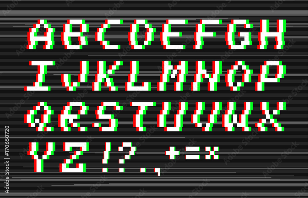 Vector glitch alphabet Vector glitch alphabet