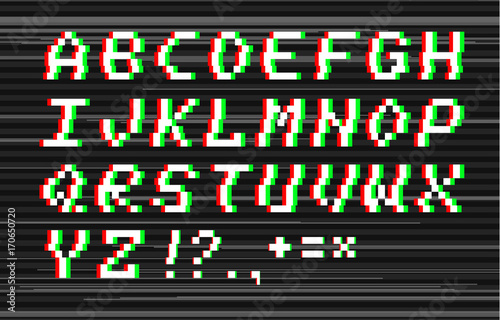 Vector glitch alphabet
