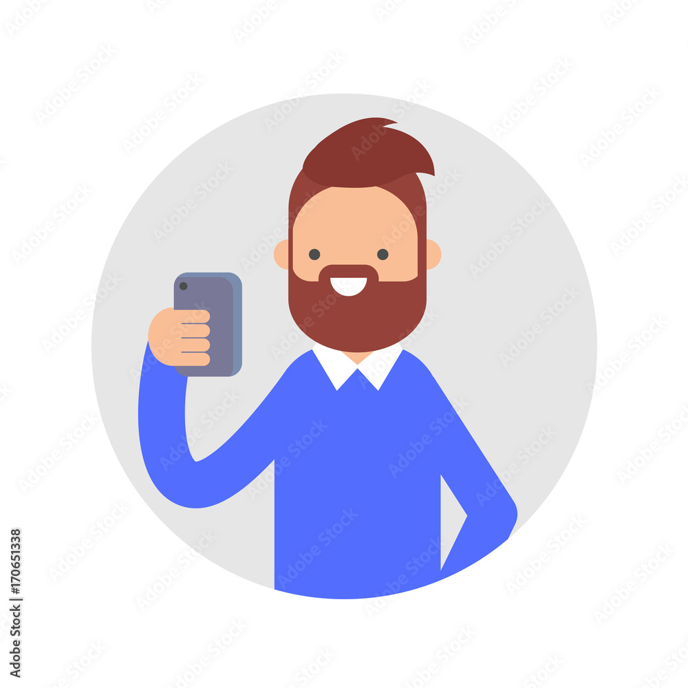 Vector illustration of man with smartphone