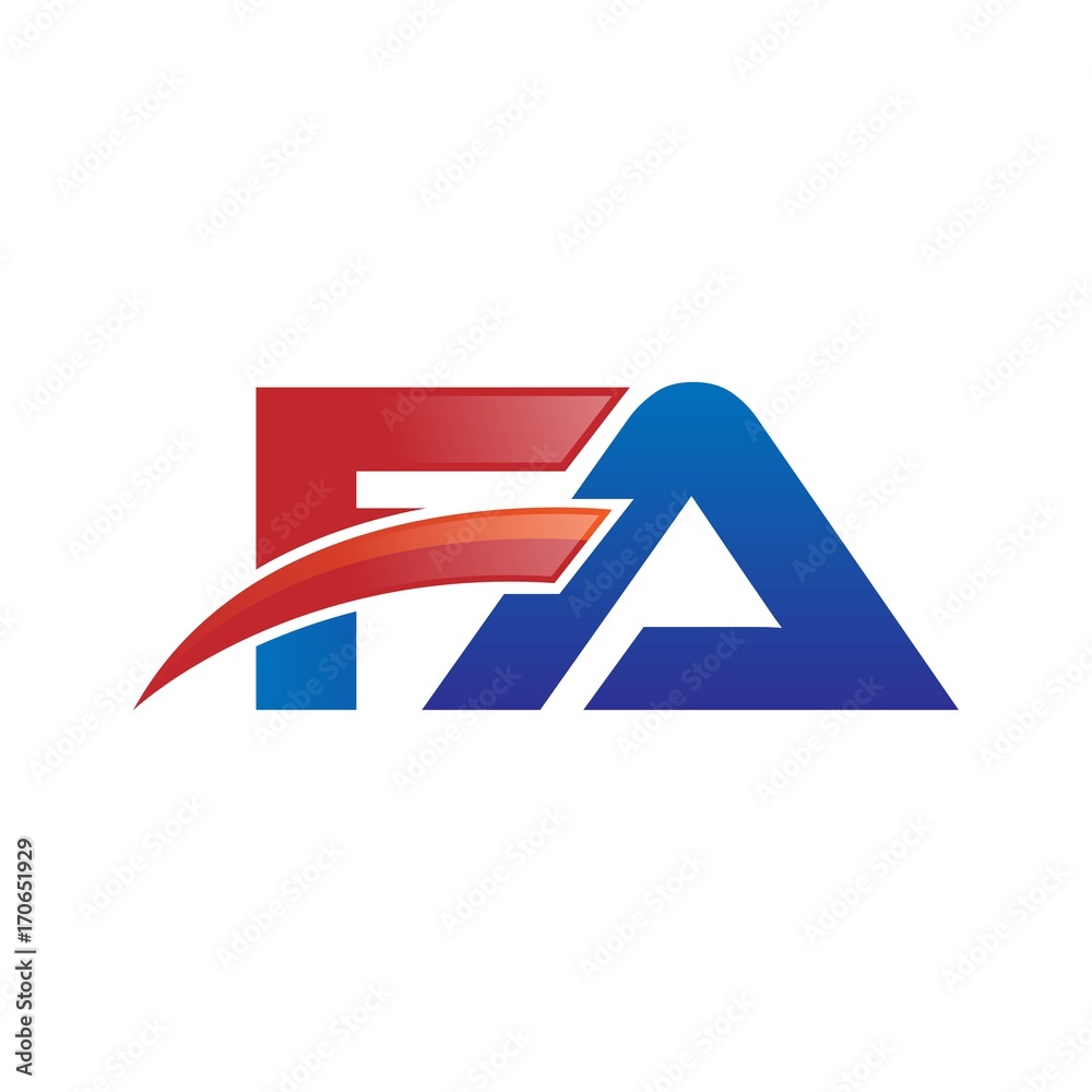 modern vector initial letters logo swoosh fa red blue modern vector initial letters logo swoosh fa red blue