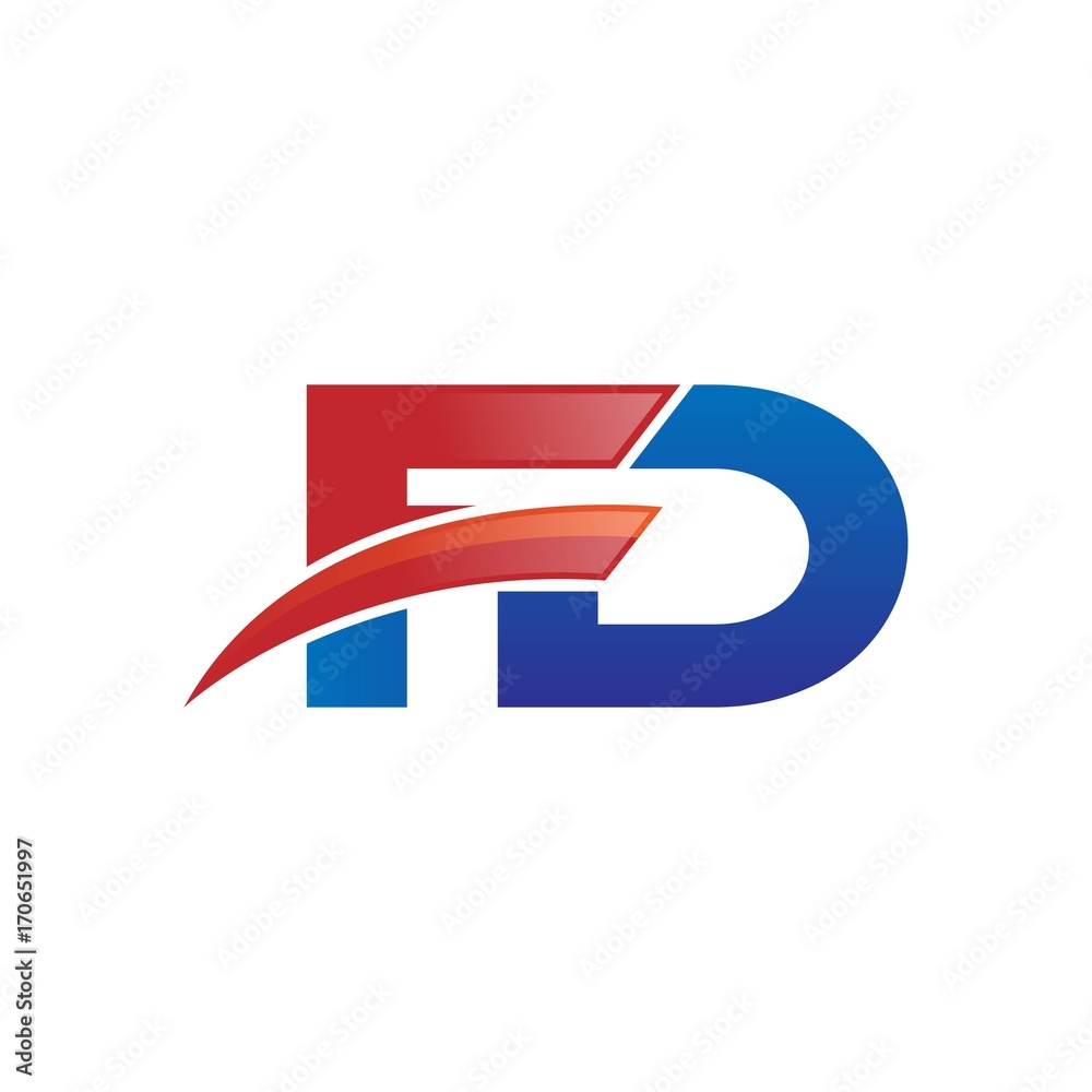 modern vector initial letters logo swoosh fd red blue modern vector initial letters logo swoosh fd red blue