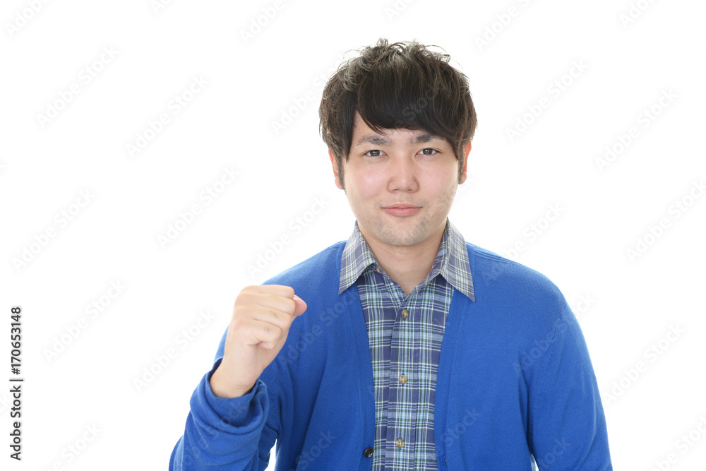 ガッツポーズの青年 ガッツポーズの青年