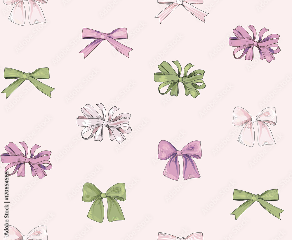 Fototapeta premium Bow fashion seamless pattern. Holiday decor Gift background