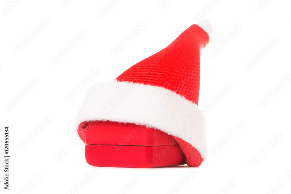 Female hand holding a box for new year jewelry red Female hand holding a box for new year jewelry red