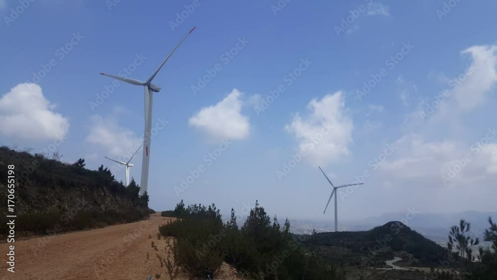 Three Spinning Wind Turbines Three Spinning Wind Turbines