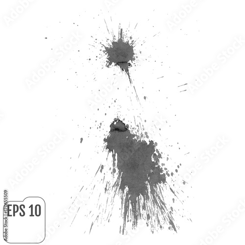 Vector set: ink blots in gray tones