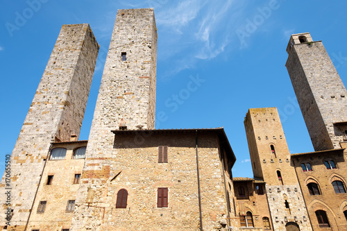 Medieval towers at the hill town of San Gimignano in Italy