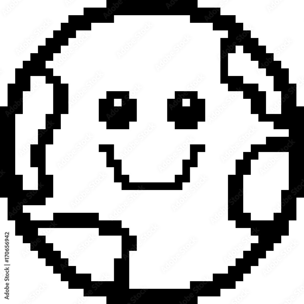 Smiling 8-Bit Cartoon Earth Smiling 8-Bit Cartoon Earth