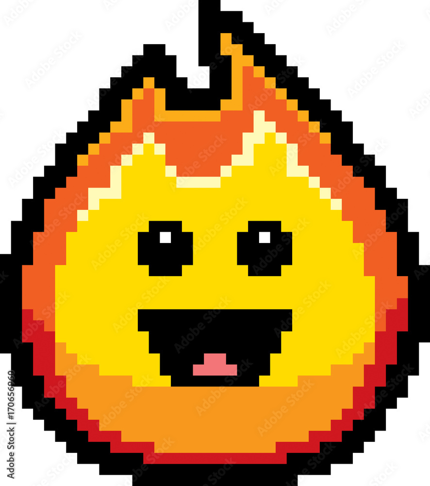 Smiling 8-Bit Cartoon Flame Smiling 8-Bit Cartoon Flame