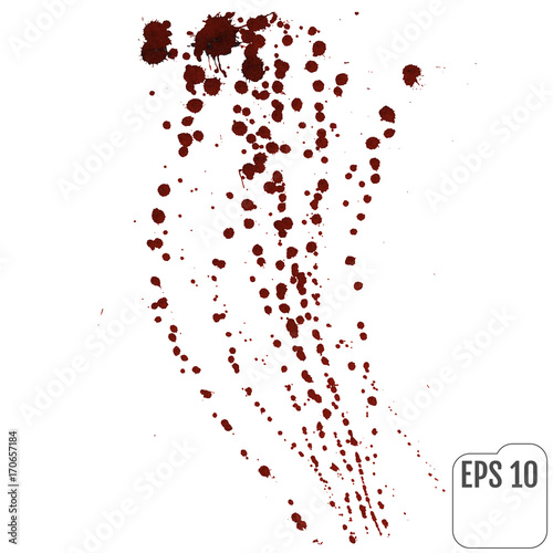 Streaks of red liquid on a white background. Blood spray