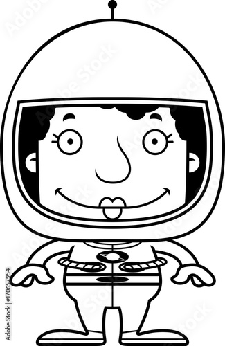 Cartoon Smiling Astronaut Woman