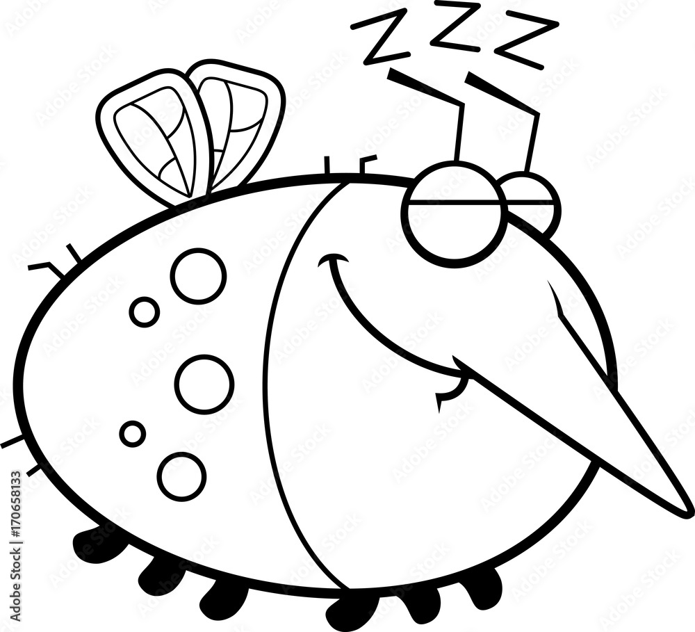 Obraz premium Sleeping Cartoon Mosquito